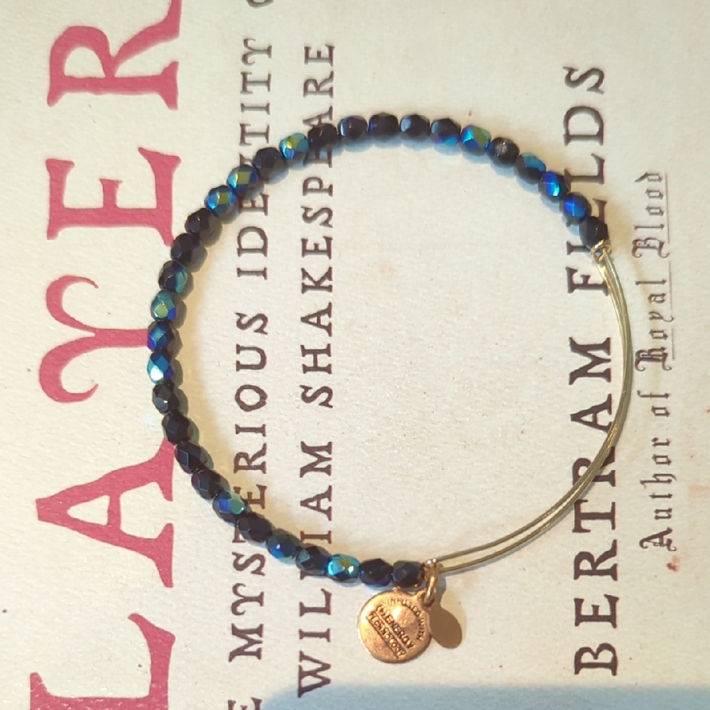 Alex and Ani Gold and Black Beaded Bracelet